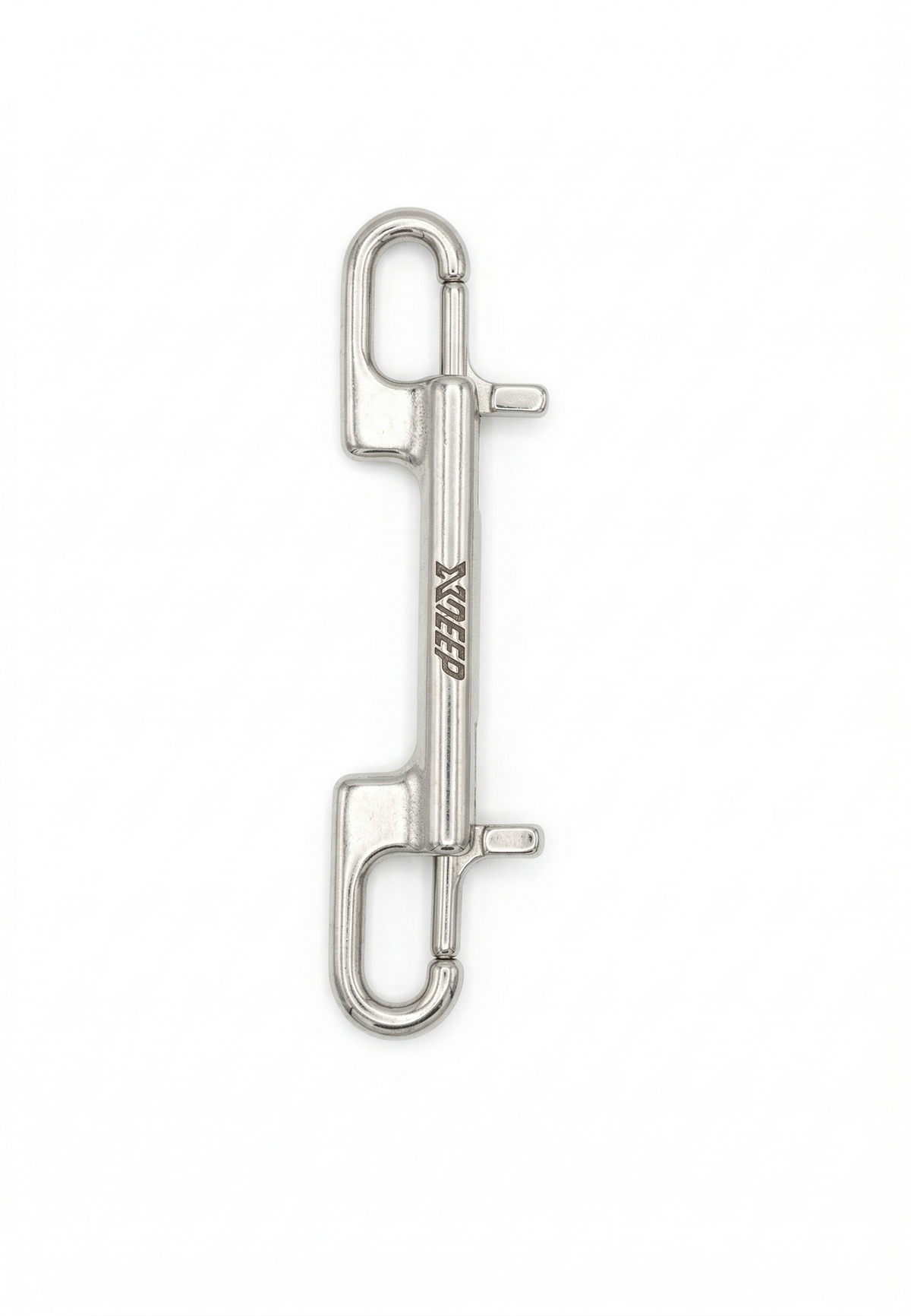 XDEEP NX double-ended bolt snap attached to a lanyard, showing durable metal clip for secure fastening and easy handling.